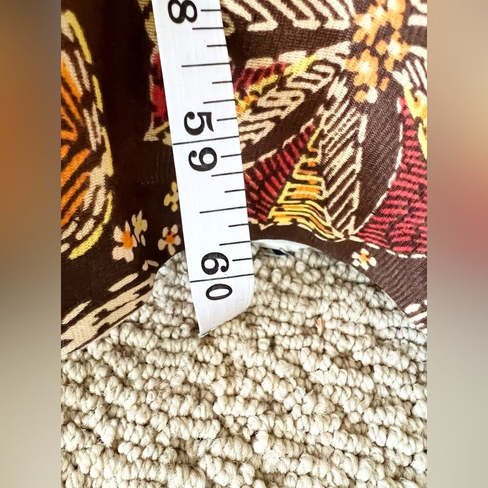 Vintage wide leg paisley jumpsuit 60s 70s brown Peter Pan collar S fall RARE - Picture 10 of 12